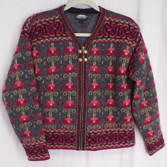 Vintage Icelandic Design Atlandia Sweater Size S 100% Wool Cardigan Zip Lined - Picture 1 of 12